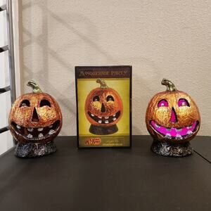 CRACKER BARREL MASQUERADE PARTY Light Up Halloween Jack O Lanterns FLAWED